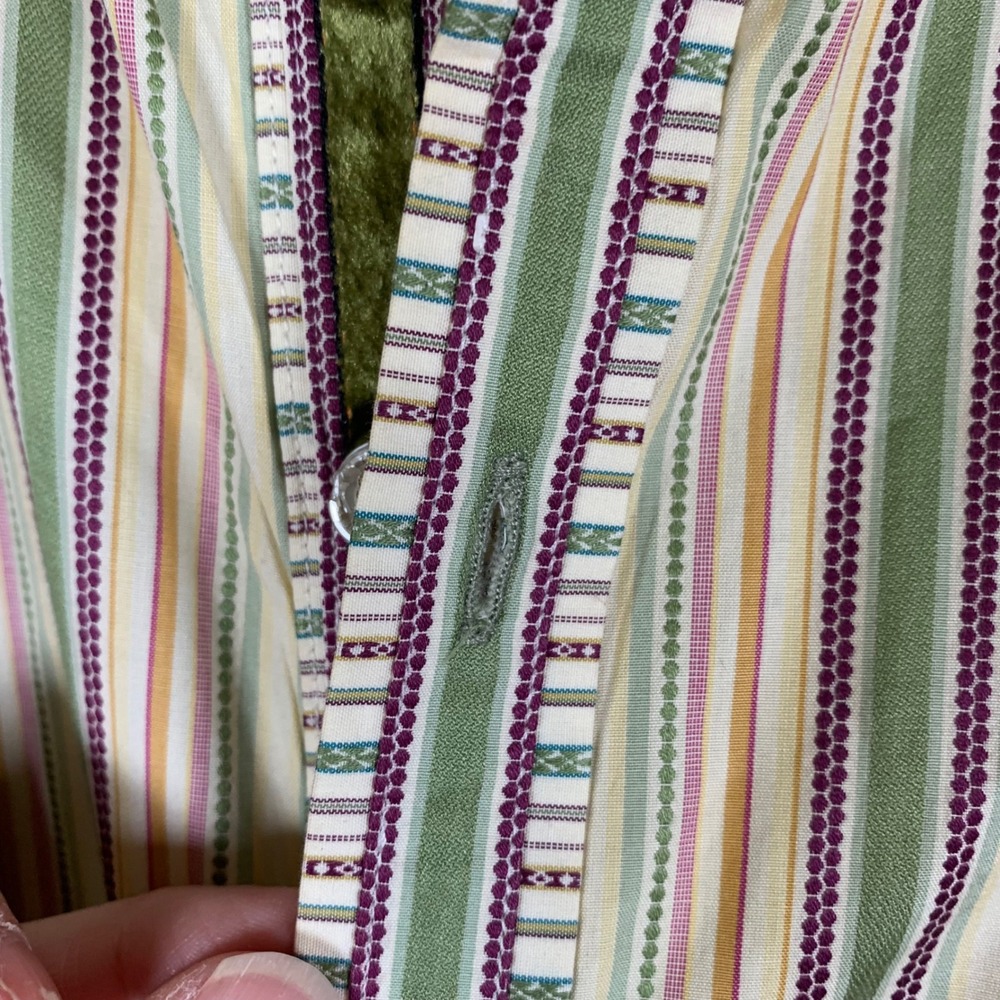 Robert Graham Green/Purple Stripe Long Sleeve Flip Cuff Button Down 2XL - Picture 14 of 16